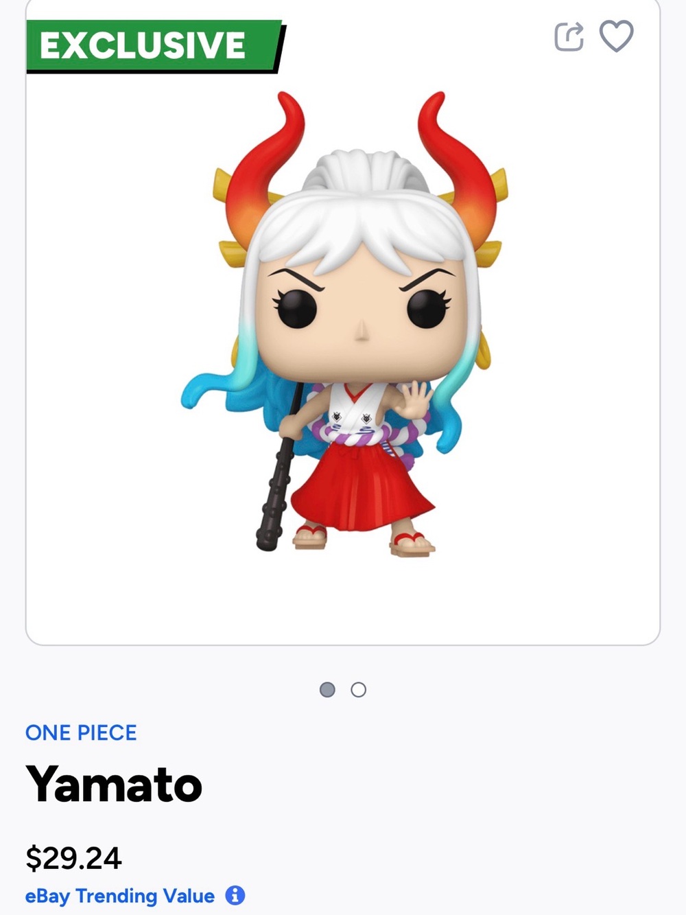 Funko One Piece Yamato Pop! Figure - White Hair, Blue Tips & Red Horns- 1316